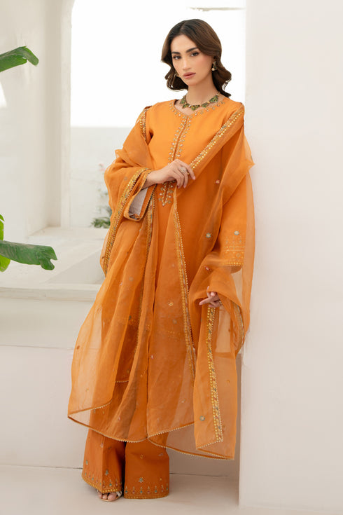 NAQSHI Kajal pleated cambric culottes with tilla-lace trimmed hem, displayed front-on