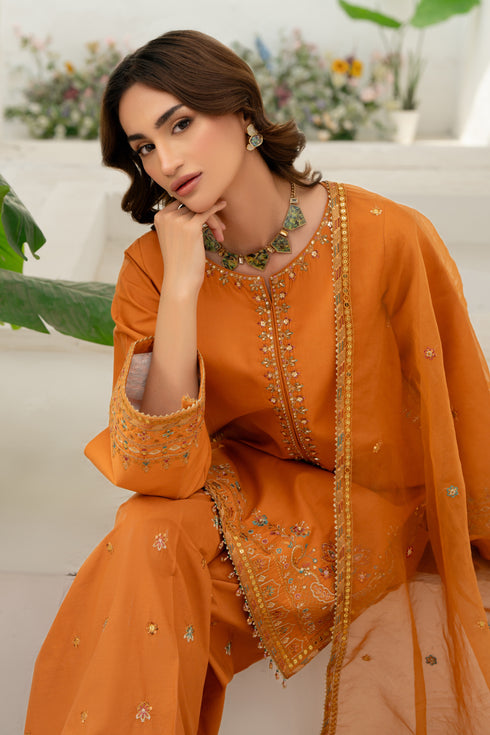 Close-up of NAQSHI Kajal sleeve cuff displaying detailed embroidery, lace trim, and crystal hangings