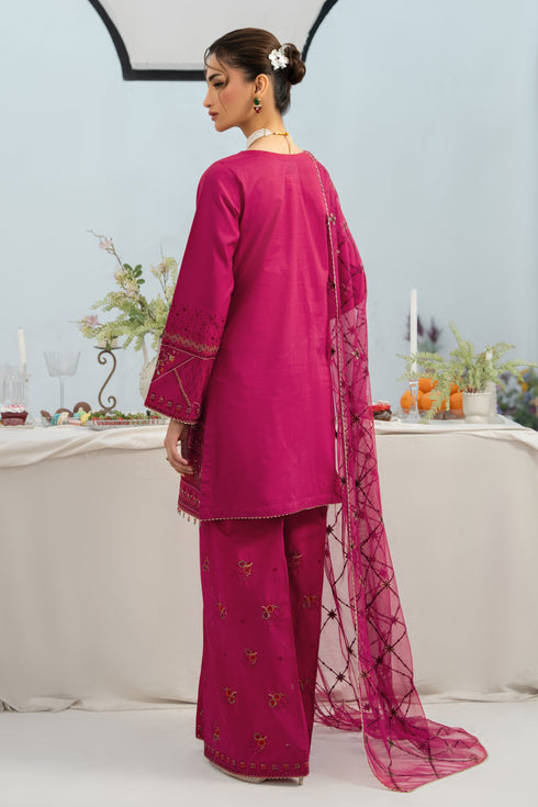 Rear view of NAQSHI Lashkara showcasing the short shirt’s back cutline and embroidery detailing