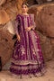 Naqshi Jugnu deep-violet raw-silk front-open frock richly embellished with heavy hand‑adda techniques—kora, dabka, crystals, sitari, cut-dana, tilla, payal, naqshi—over matching lehenga.
