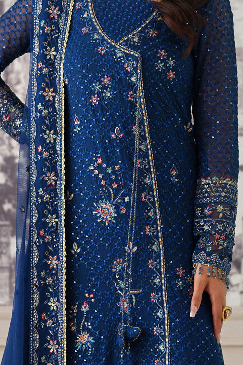 Nia by NAQSHI close-up of fine embroidery and sequin spray embellishments on the neckline and bodice