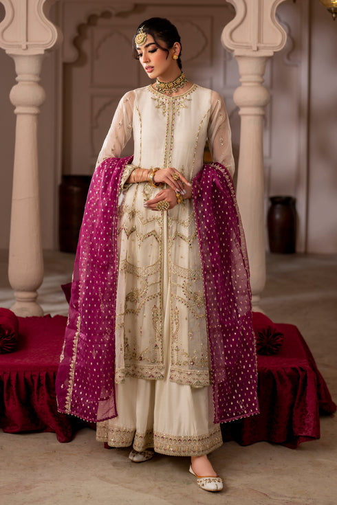 NAQSHI Abeeha ready-to-wear outfit front angle highlighting princess panels, hand embellishments, and elegant floor-length silhouette