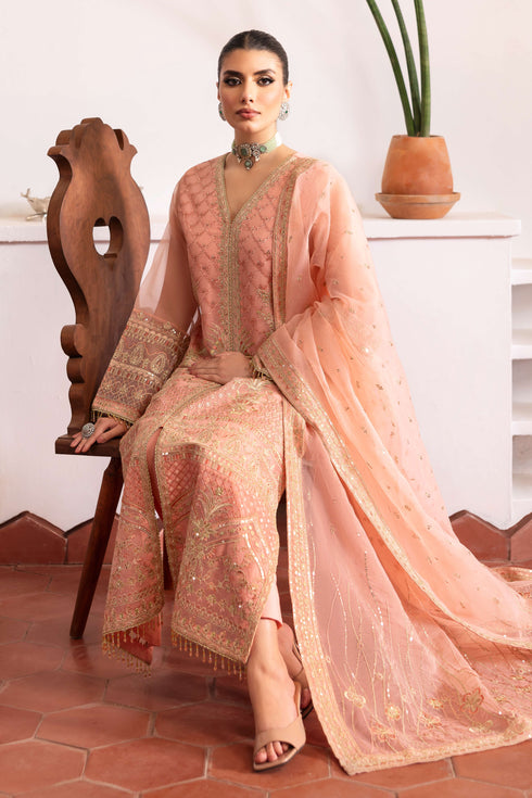 NAQSHI Muzna organza dupatta draped to display four‑sided embroidered sequin border, motif floral spray and diagonal sequin‑lined patterns across width.