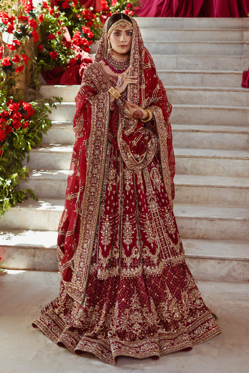 NAQSHI Jhankar organza dupatta draped elegantly showing heavy hand-adda embroidered motif jaal, malicious border with contrast facing and delicate crystal accents.
