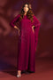 NAQSHI Aelin shocking pink velvet kaftan tunic with floral hand embellishment, dolmen sleeve, and elegant event ready look