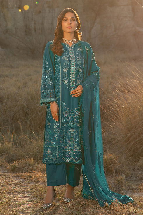 Walking pose of zinc ready to wear 3 piece suit with long shirt and straight trousers suitable for family functions