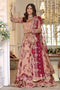 Naqshi Anamta rose‑pink tissue choli adorned with heavy naqshi‑dabka & mirror embroidery, fitted full sleeves, deep‑back tassels, floral lehenga with velvet applique, and matching dupatta.