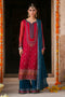 Shazim shocking pink and zinc semi formal dress in crinkle chiffon with adda work, sequins embellishment, culotte trousers and matching dupatta