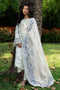 Jaizah off white lawn 3 piece ready to wear outfit with soft floral digital print, straight cambric trouser and digital cotton organza dupatta for summer day events