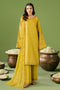 NAQSHI Isha mustard ready-to-wear outfit with lawn straight shirt, cambric trouser, and crinkle dupatta