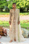 Andalib skin tone lawn 3 piece ready to wear outfit with floral digital print, straight cambric trouser and cotton organza dupatta for summer day events