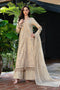 Dur e Sehwar by NAQSHI full front view – beige khaddar 3PC set with embroidered shirt and flowing silhouette