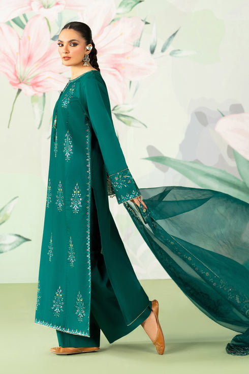 NAQSHI Ankita olive green straight trousers with subtle stitched border and clean hemline