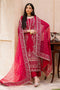 NAQSHI Gul-e-Zeenat front view – red raw silk outfit with heavy adda embroidery, sequins, and organza dupatta