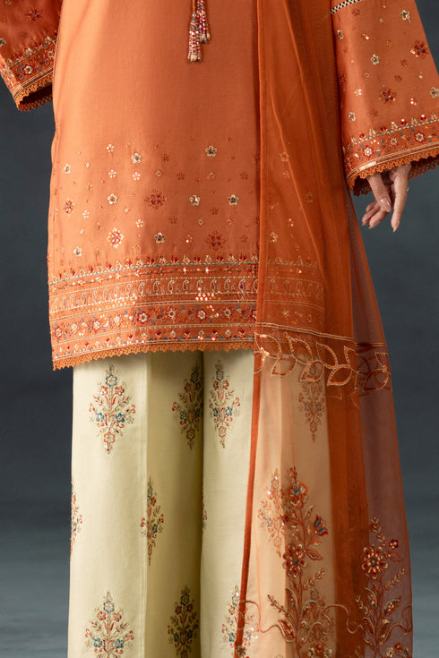 Mira by NAQSHI dupatta close-up – net dupatta with embroidered pallus and soft sequin accents