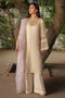 NAQSHI Kai front view: off‑white viscose Masoori shirt with adda embroidery at neckline & sleeves