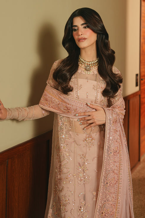 NAQSHI Adiva Lalic Dream formal outfit with embroidered net dupatta, delicate border work, and elegant event-ready look.