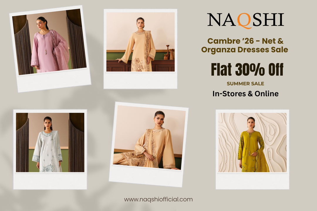NAQSHI Cambre ’26 - Net & Organza Dresses Sale - Flat 30% Off