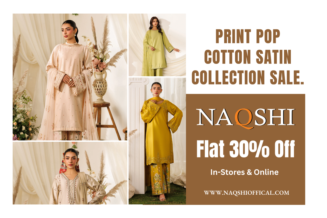 NAQSHI Print Pop Cotton Satin Dresses Sale – Flat 30% Off