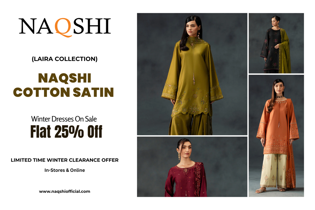 NAQSHI Laira Cotton Satin Dresses on Sale