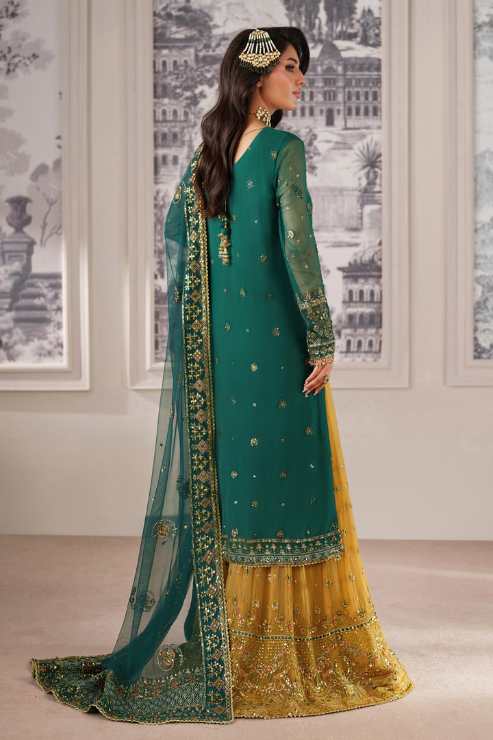Savena by NAQSHI back view showing detailed embroidery and delicate pearl-tassel embellishments
