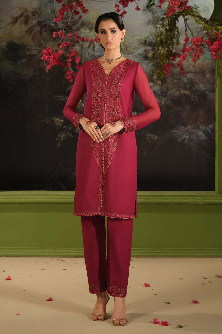 NAQSHI Parwaaz Maroon Pima Lawn Trouser 3PC – Shop Now