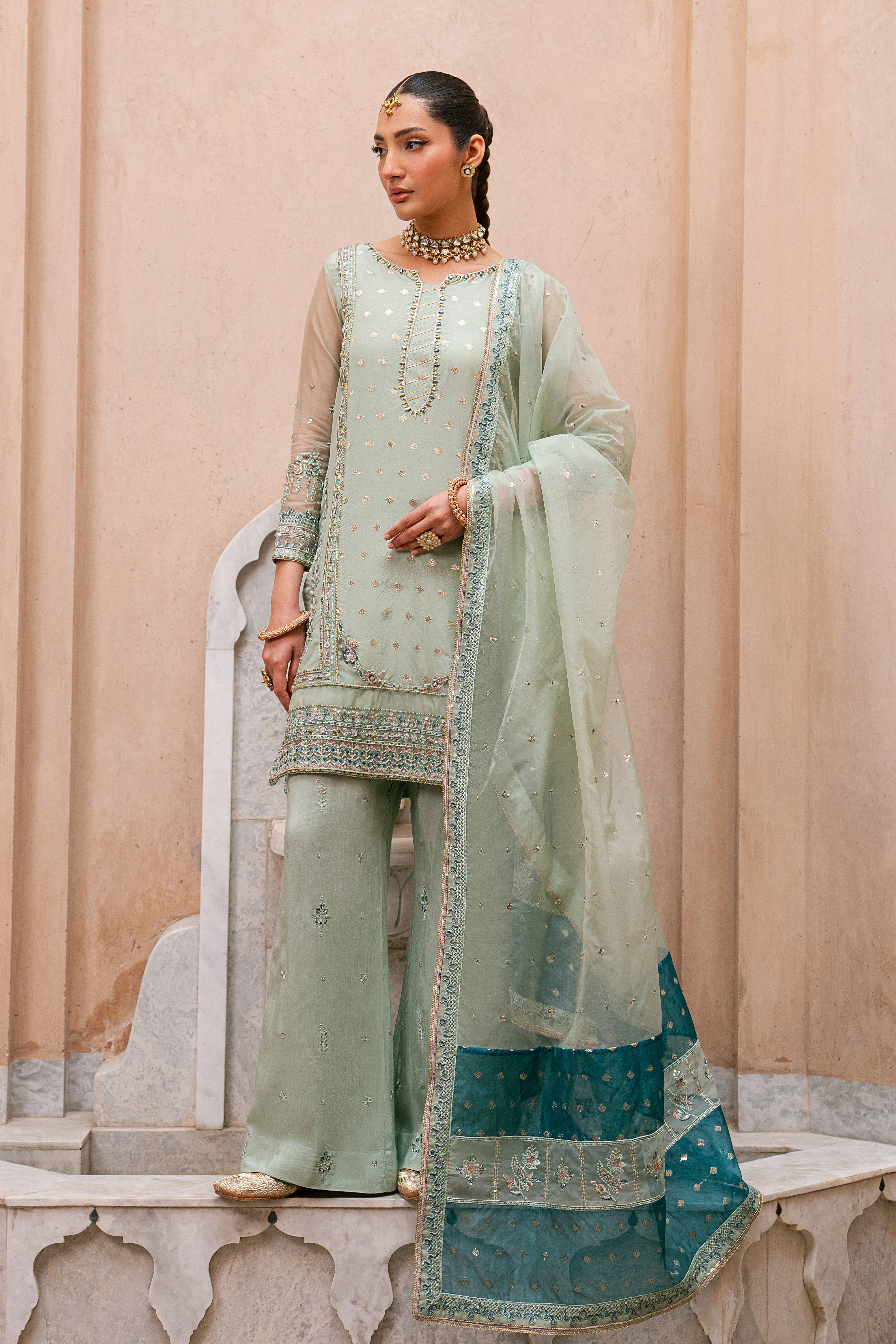 white christmas dresses NB-4255 Mehndi Stitched 3Pc Dress main image 0