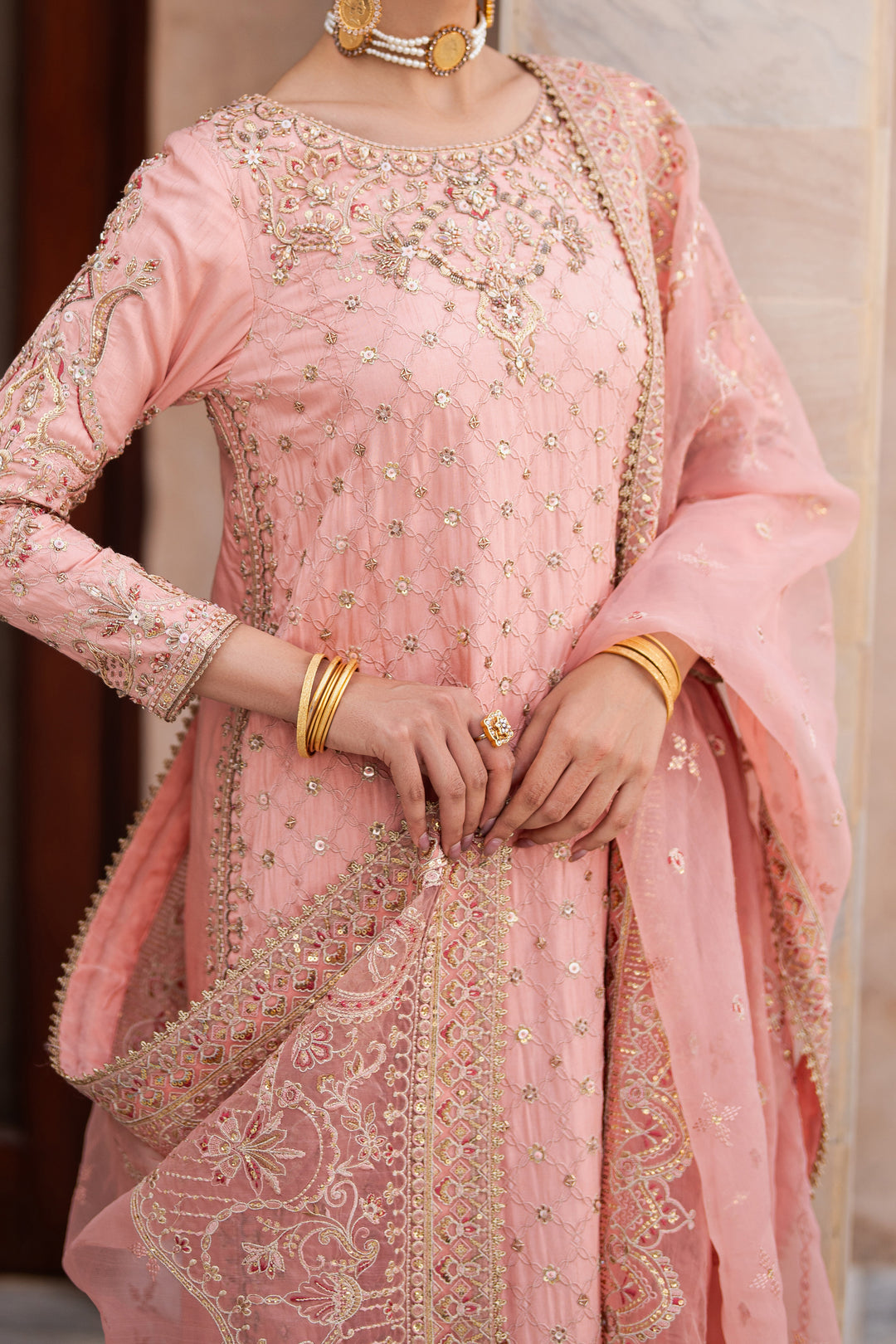 NAQSHI Gul-e-Rehaab close-up – intricate adda embroidery, sequins, and craftsmanship on neckline and fabric
