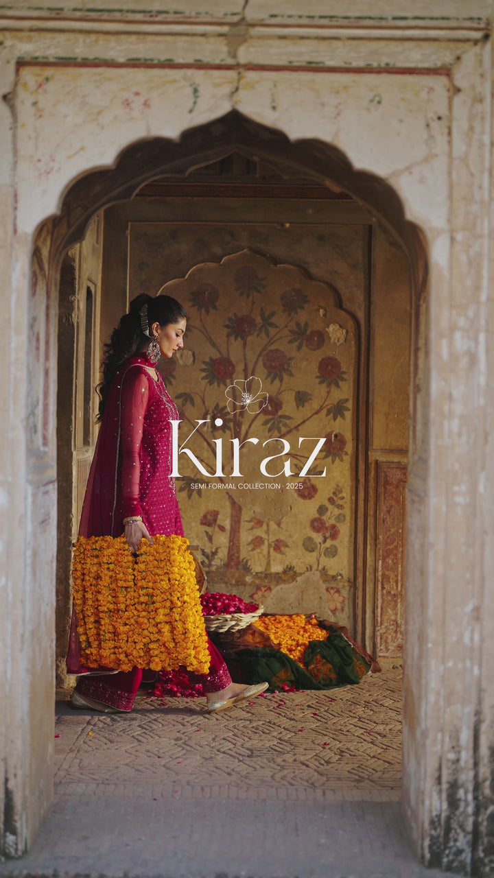 NAQSHI Zardoz 3PC Crinkle Chiffon &amp; Raw Silk