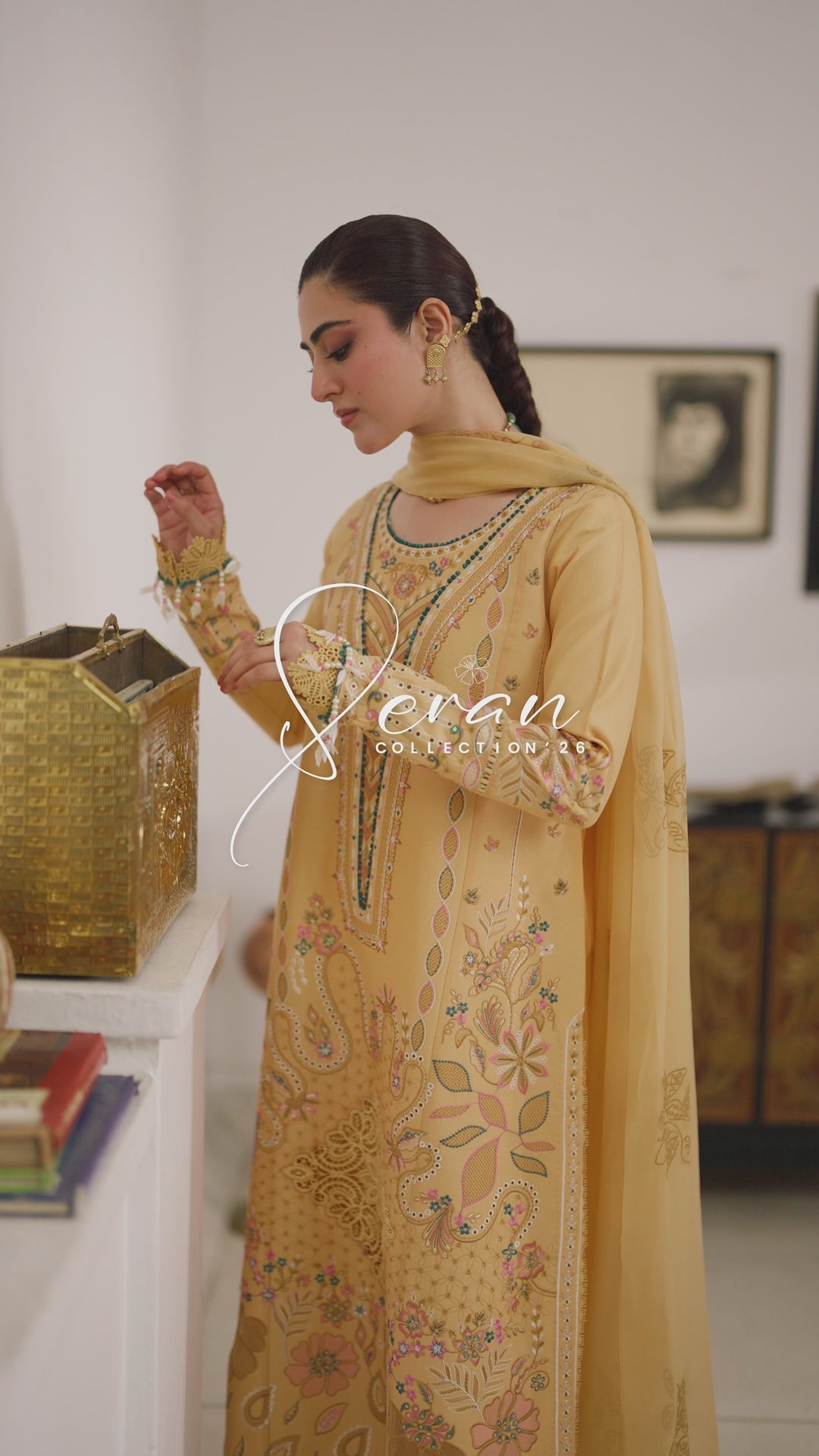 NAQSHI Anasia reddish orange embroidered lawn outfit video featuring graceful dupatta movement, embroidered details and casual festive summer fashion