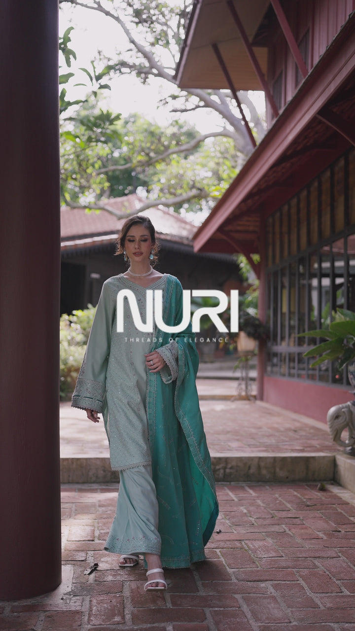 NAQSHI Salsabeel Aqua Khaddar 3PC Suit with Marina Shawl