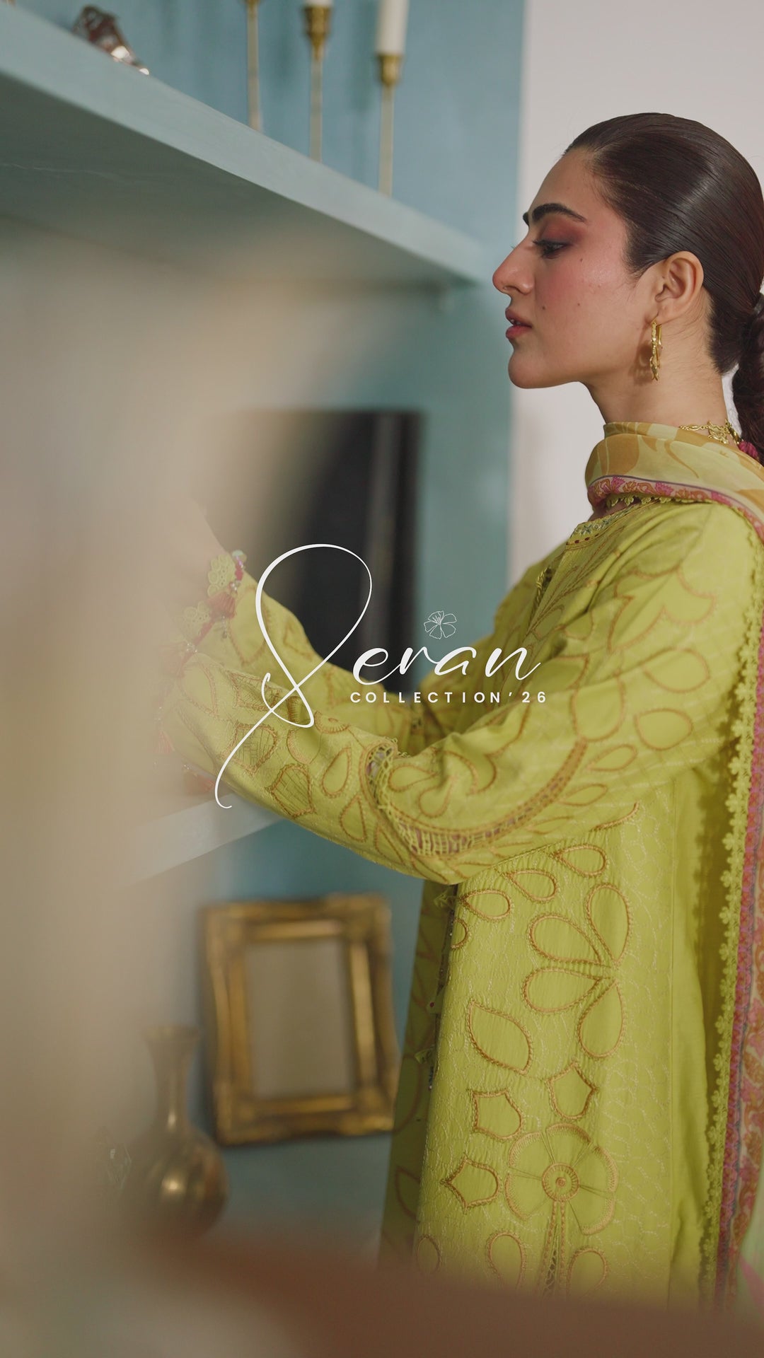 NAQSHI Seraya lemon embroidered lawn outfit video featuring flowing dupatta movement, floral digital prints and elegant casual festive wear