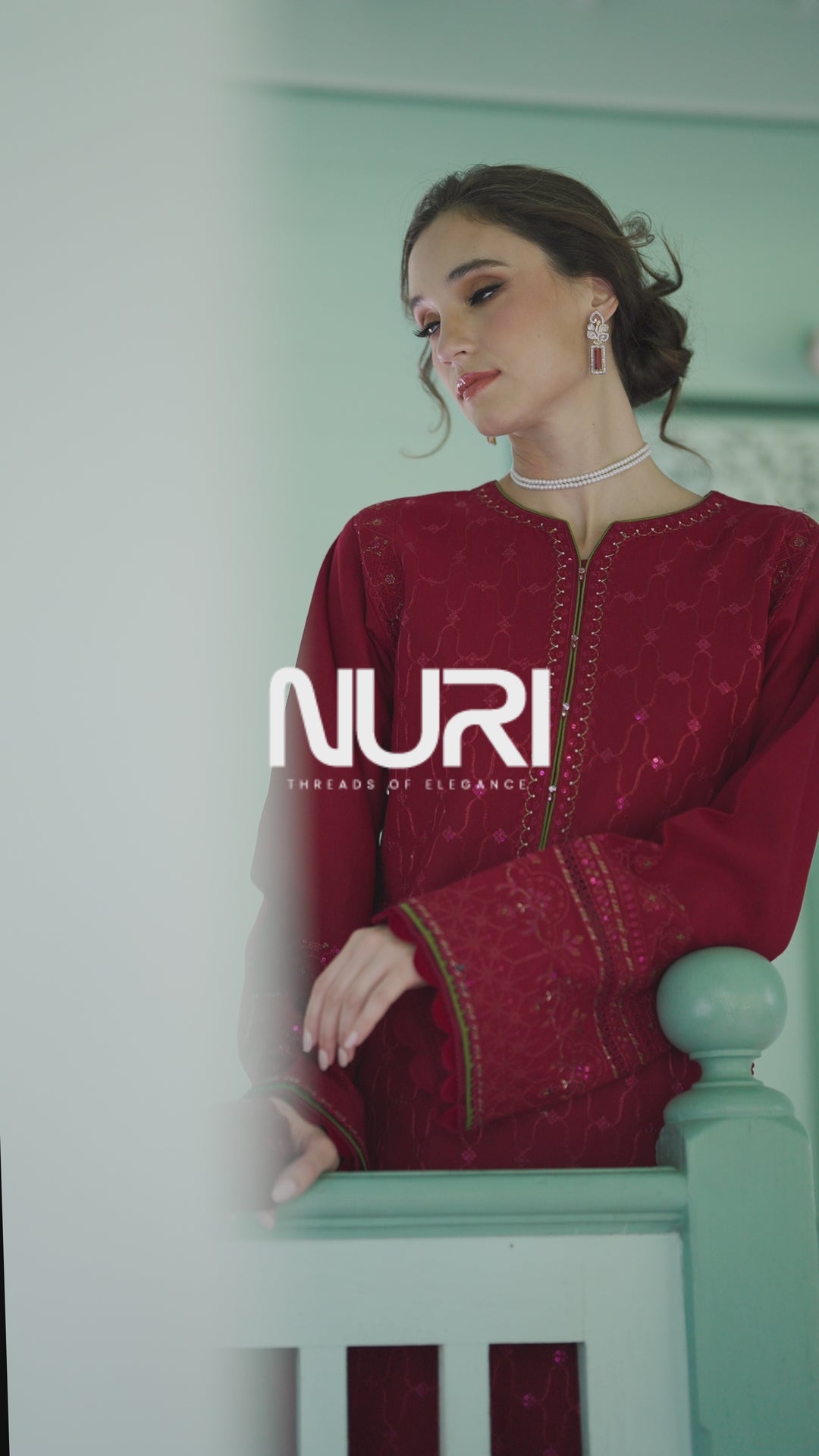 NAQSHI Nadira Shocking Pink 3PC Khaddar Suit &amp; Velvet Staller